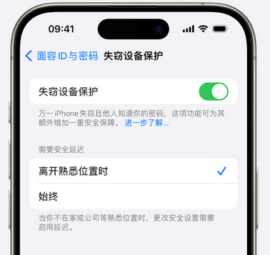 郁南苹果手机维修分享iOS17'失窃设备保护'功能是什么？ 